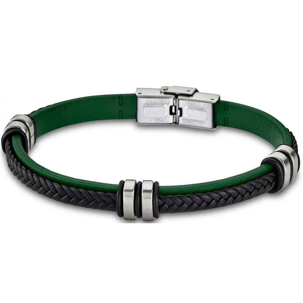 Bracelet Lotus Style LS1829-2-2 - Bracelet Urban Man Tressé Vert Et Noir Homme